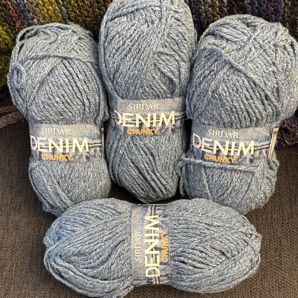 4 balls of Sirdar Denim Chunky Yarn cotton blend